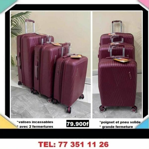 lot de 3 valises en silicone incassable 20 24 28 pouce qualité premium Polypropylène