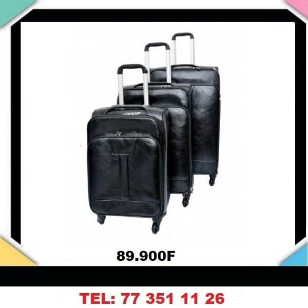 lot de 3 Valises en simili cuir étanche avec roulettes