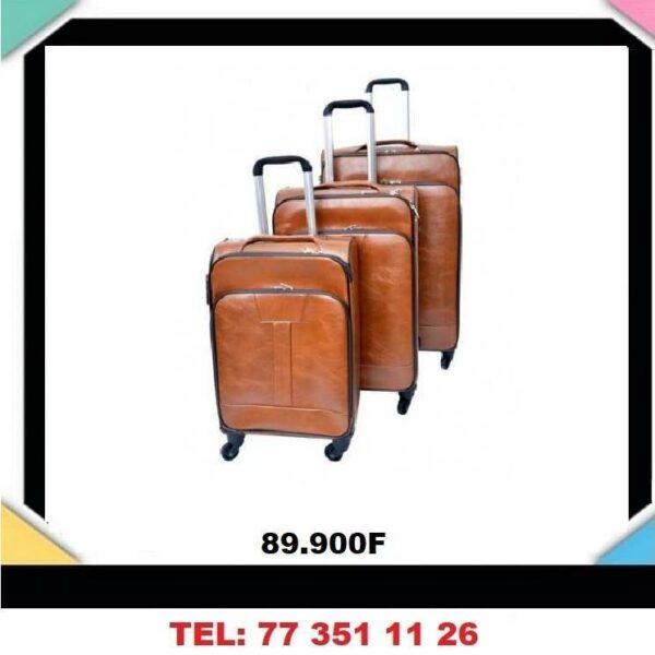 lot de 3 Valises en simili cuir étanche avec roulettes