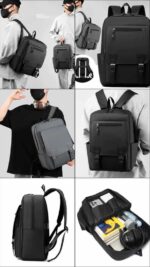 Sac à dos décontracté pour homme, sac pour ordinateur portable, sac de voyage, couche supérieure en cuir de vache, sac à dos tendance, style preppy – Image 2