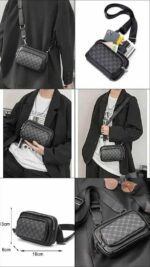 Sacs à bandoulière GOLF pour hommes, sac à bandoulière élégant en cuir noir, sac de poitrine pour homme, petite pochette pour téléphone – Image 4