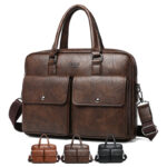 sac à bandoulière pour ordinateur portable mallette Haute qualité mode étanche affaires décontracté souple en cuir PU sac à bandoulière pour ordinateur portable mallette sac à main valise – Image 19