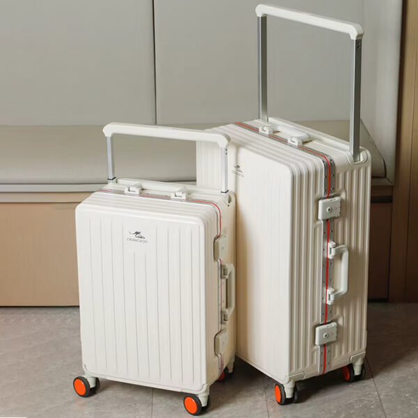 lot de 2 Valises de voyage à cadre en aluminium avec large poignée rétractable, multifonctionnelle, 20 à 24