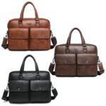 sac à bandoulière pour ordinateur portable mallette Haute qualité mode étanche affaires décontracté souple en cuir PU sac à bandoulière pour ordinateur portable mallette sac à main valise – Image 20