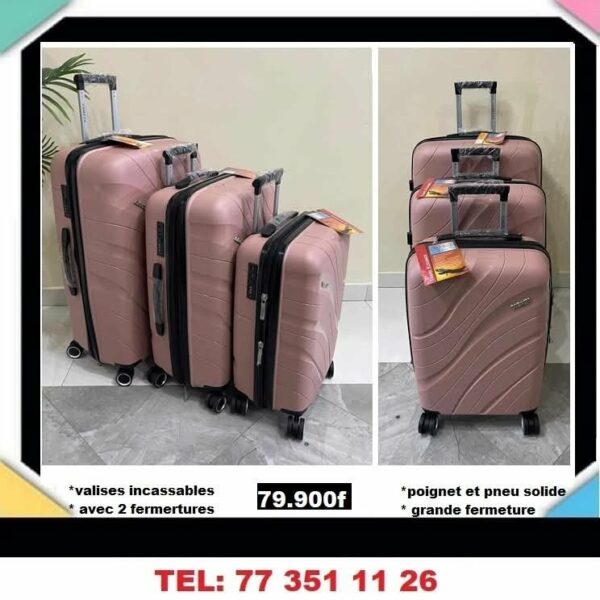 lot de 3 valises en silicone incassable 20 24 28 pouce qualité premium Polypropylène