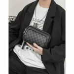 Sacs à bandoulière GOLF pour hommes, sac à bandoulière élégant en cuir noir, sac de poitrine pour homme, petite pochette pour téléphone – Image 5