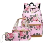 Sac à dos d'école pour adolescentes, sacs d'école légers pour enfants, sacs à dos de voyage en toile florale, ensemble de cartables – Image 4