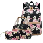 Sac à dos d'école pour adolescentes, sacs d'école légers pour enfants, sacs à dos de voyage en toile florale, ensemble de cartables – Image 2