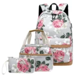 Sac à dos d'école pour adolescentes, sacs d'école légers pour enfants, sacs à dos de voyage en toile florale, ensemble de cartables – Image 3