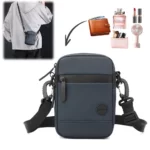 Mini sac bandoulière en nylon de couleur unie, mini sac bandoulière réglable, porte-monnaie pour téléphone portable et passeport pour homme – Image 4