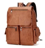 Sac à dos de marque de luxe pour hommes, sac à dos d'école en cuir, sac de voyage étanche pour étudiants, sac à livres décontracté en cuir PU pour hommes
