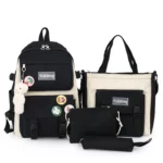 Sac à dos d'école pour femme, ensemble de 4 pièces, sac à livres en nylon tendance, sac à dos pour ordinateur portable, pour adolescente, étudiante, campus – Image 4