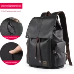 Sac à dos en cuir pour homme, style coréen, sac à dos polyvalent, sac d'ordinateur pour homme d'affaires, cartable pour étudiant – Image 2