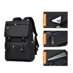 Sac à dos grande capacité pour homme, cartable étanche pour ordinateur portable 15,6 pouces, sac de voyage pour étudiant – Image 3