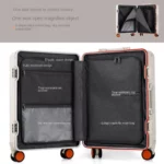 lot de 2 Valises de voyage à cadre en aluminium avec large poignée rétractable, multifonctionnelle, 20 à 24 pouces, – Image 5