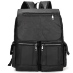 Sac à dos de marque de luxe pour hommes, sac à dos d'école en cuir, sac de voyage étanche pour étudiants, sac à livres décontracté en cuir PU pour hommes – Image 3