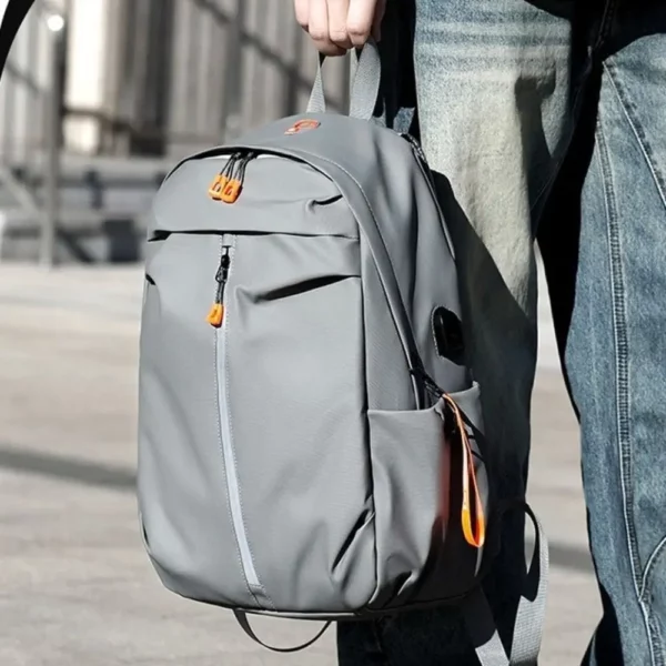 Sac à dos grande capacité pour homme, interface USB, anti-éclaboussures, pour ordinateur portable, style simple et décontracté, idéal pour les voyages