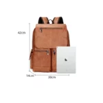 Sac à dos de marque de luxe pour hommes, sac à dos d'école en cuir, sac de voyage étanche pour étudiants, sac à livres décontracté en cuir PU pour hommes – Image 5