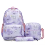 Ensemble de 3 sacs à dos pour fille, petit ours, pour écolière, sac à bandoulière double, sac de voyage, sac à livres, sac pour ordinateur portable, livre – Image 5
