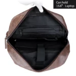 Sac à dos vintage en PU pour ordinateur portable 15,6 pouces, tissu imperméable, plusieurs poches, idéal pour le travail, les déplacements, les rendez-vous, les rendez-vous, les cadeaux pour hommes – Image 4