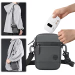 Mini sac bandoulière en nylon de couleur unie, mini sac bandoulière réglable, porte-monnaie pour téléphone portable et passeport pour homme – Image 3
