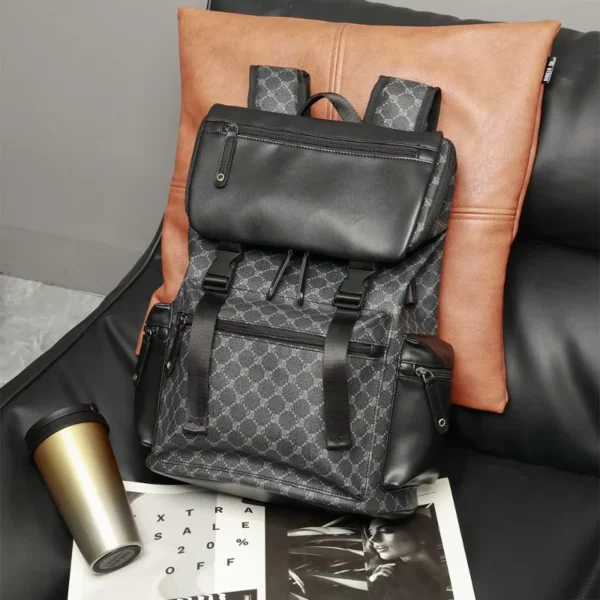 Sac à dos de voyage à imprimé floral pour homme, grande capacité, design de marque de luxe, cartable en cuir PU pour homme