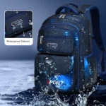 Sac à dos pour garçons, cartable pour élèves du primaire, imprimé étoiles, grande capacité, ouverture latérale, cartable en nylon imperméable – Image 4