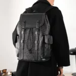 Sac à dos tendance pour homme, sacoche pour ordinateur portable 15 pouces, grande capacité, pour voyage en plein air, décontracté, imprimé lettres – Image 2