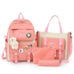 Sac à dos d'école pour femme, ensemble de 4 pièces, sac à livres en nylon tendance, sac à dos pour ordinateur portable, pour adolescente, étudiante, campus – Image 3