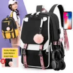 Sac à dos coréen Twice Fans Than Love Heart avec port USB, en nylon, pour écoliers, étudiants, sacs de voyage, ordinateur portable, grand sac messager décontracté – Image 2