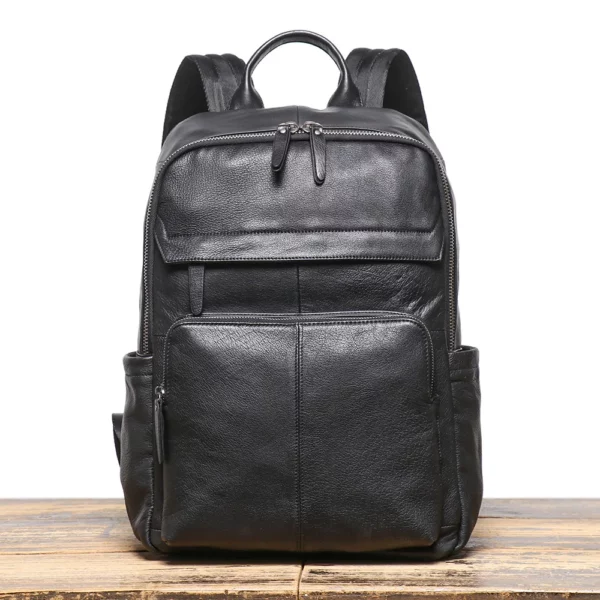 Sac à dos double bandoulière en cuir véritable pour homme, sac de voyage en cuir pleine fleur, sac pour ordinateur portable grande capacité