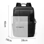 Sac à dos d'affaires pour hommes, cartable pour étudiants, sac pour ordinateur portable 15,6 pouces, sac à bandoulière de luxe en PU, sac à dos de voyage grande capacité – Image 6