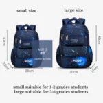 Sac à dos pour garçons, cartable pour élèves du primaire, imprimé étoiles, grande capacité, ouverture latérale, cartable en nylon imperméable – Image 6