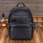 Sac à dos tendance en cuir véritable pour homme, sacoche d'école de luxe en cuir naturel pour étudiant – Image 4