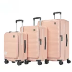 lot de 3 Valises à couvercle ouvert latéral, valise à roulettes multifonctionnelle extensible, boîte de mot de passe d'embarquement