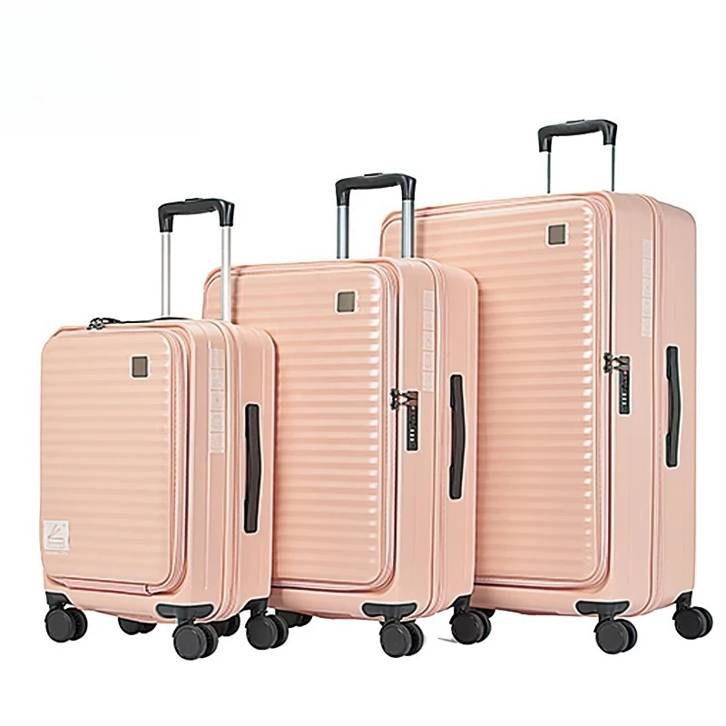 kf-S90a67183438b45ee9a4d78cef6e3a6bc8 lot de 3 Valises à couvercle ouvert latéral, valise à roulettes multifonctionnelle extensible, boîte de mot de passe d'embarquement – Image 1