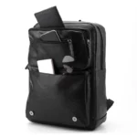 Sacs à dos pour hommes, ordinateur, loisirs quotidiens, étudiants, sacs en cuir PU, sacs d'école imperméables, mode garçons, multi-fermetures éclair pour le travail – Image 4