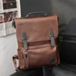 Sac à dos vintage pour homme, style britannique, luxueux, en cuir PU, idéal pour les voyages, les études ou l'école