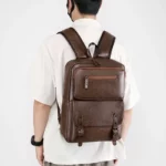 Sacs à dos pour hommes, ordinateur, loisirs quotidiens, étudiants, sacs en cuir PU, sacs d'école imperméables, mode garçons, multi-fermetures éclair pour le travail – Image 3