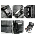 Sac à dos de voyage à imprimé floral pour homme, grande capacité, design de marque de luxe, cartable en cuir PU pour homme – Image 4