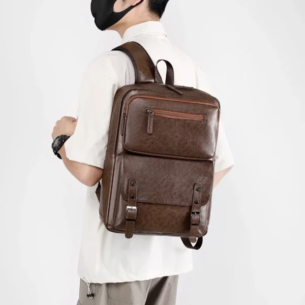 Sacs à dos pour hommes, ordinateur, loisirs quotidiens, étudiants, sacs en cuir PU, sacs d'école imperméables, mode garçons, multi-fermetures éclair pour le travail