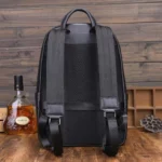 Sac à dos tendance en cuir véritable pour homme, sacoche d'école de luxe en cuir naturel pour étudiant – Image 3