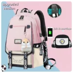 sac à dos à compartiments multiples, sac à dos résistant à l'eau, grande capacité, joli petit sac à dos de collège – Image 3