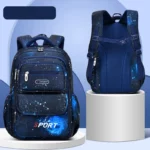 Sac à dos pour garçons, cartable pour élèves du primaire, imprimé étoiles, grande capacité, ouverture latérale, cartable en nylon imperméable – Image 5