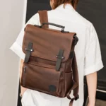 Sac à dos vintage pour homme, style britannique, luxueux, en cuir PU, idéal pour les voyages, les études ou l'école – Image 2