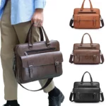 Sac pour homme en cuir PU, sac à main vintage pour ordinateur portable 14 pouces, sac à bandoulière pour homme