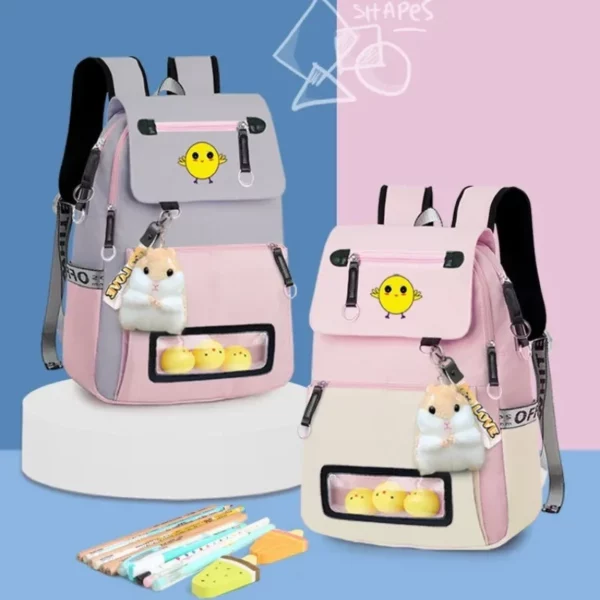 sac à dos à compartiments multiples, sac à dos résistant à l'eau, grande capacité, joli petit sac à dos de collège