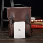 Sac à dos vintage pour homme, style britannique, luxueux, en cuir PU, idéal pour les voyages, les études ou l'école – Image 3