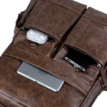 Sac à dos vintage en PU pour ordinateur portable 15,6 pouces, tissu imperméable, plusieurs poches, idéal pour le travail, les déplacements, les rendez-vous, les rendez-vous, les cadeaux pour hommes – Image 5