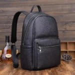 Sac à dos tendance en cuir véritable pour homme, sacoche d'école de luxe en cuir naturel pour étudiant